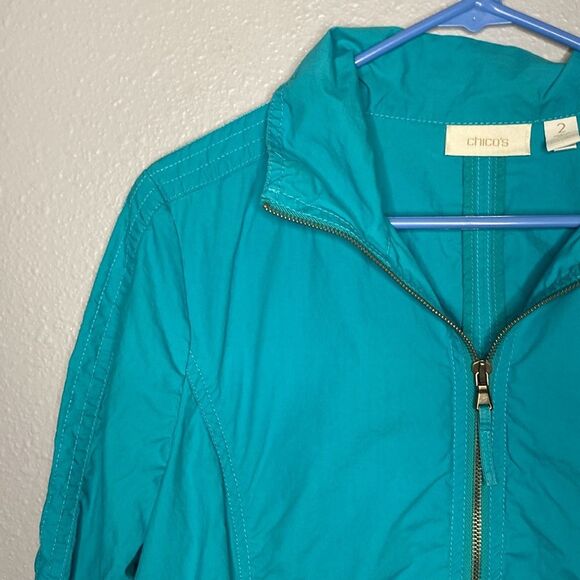 Chico’s Turquoise Full Zip Jacket Size 2 - Picture 5 of 9
